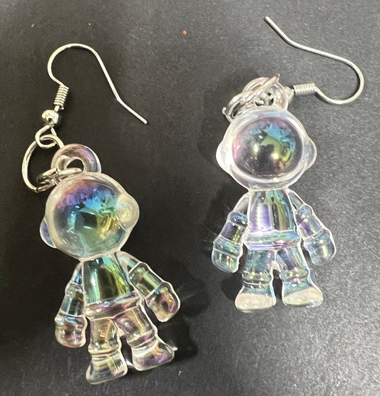 Clear space men earrings