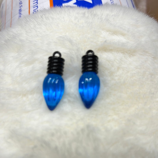 Blue Xmas bulb style earrings
