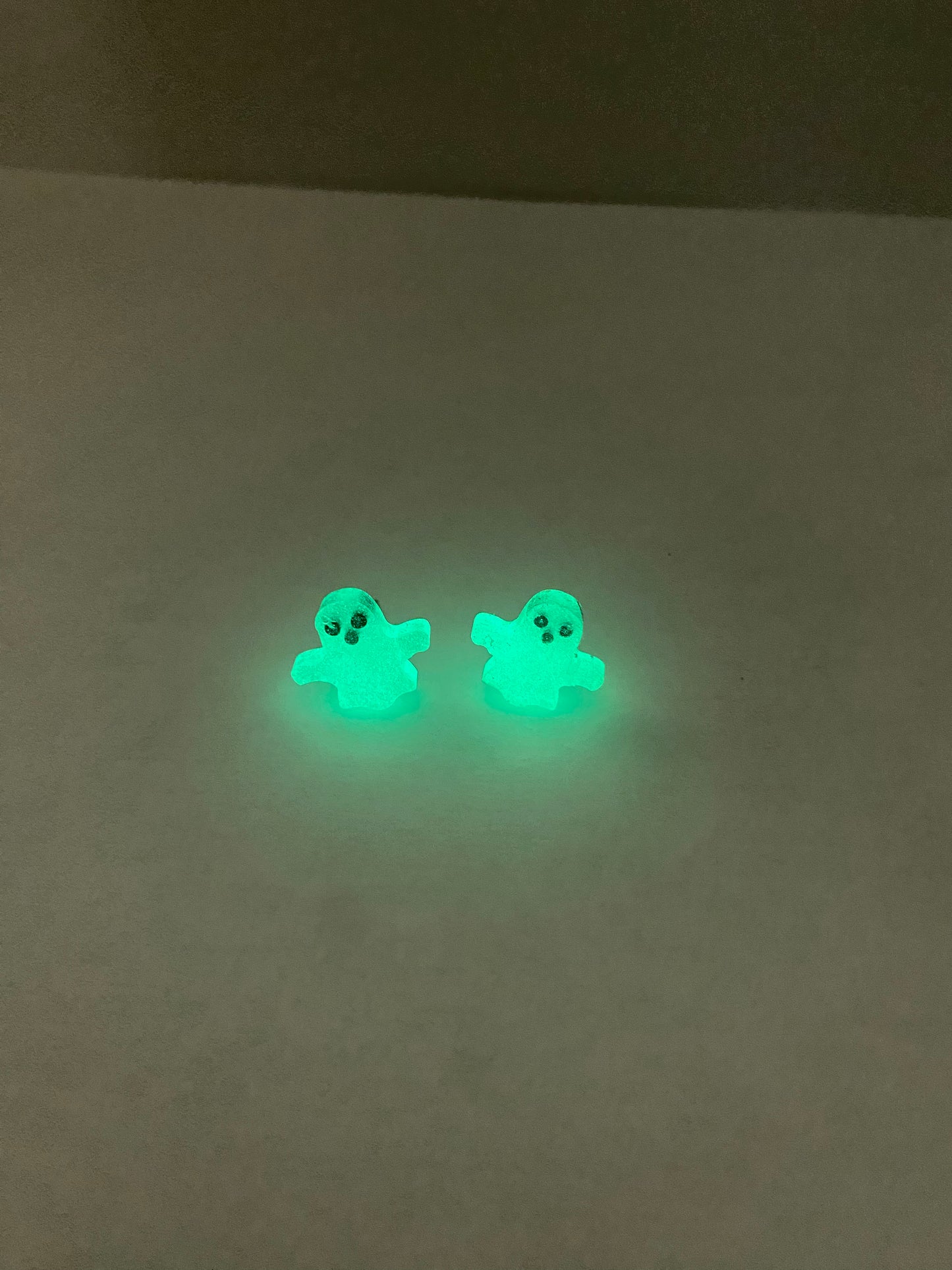 Green glow in the dark ghost studs