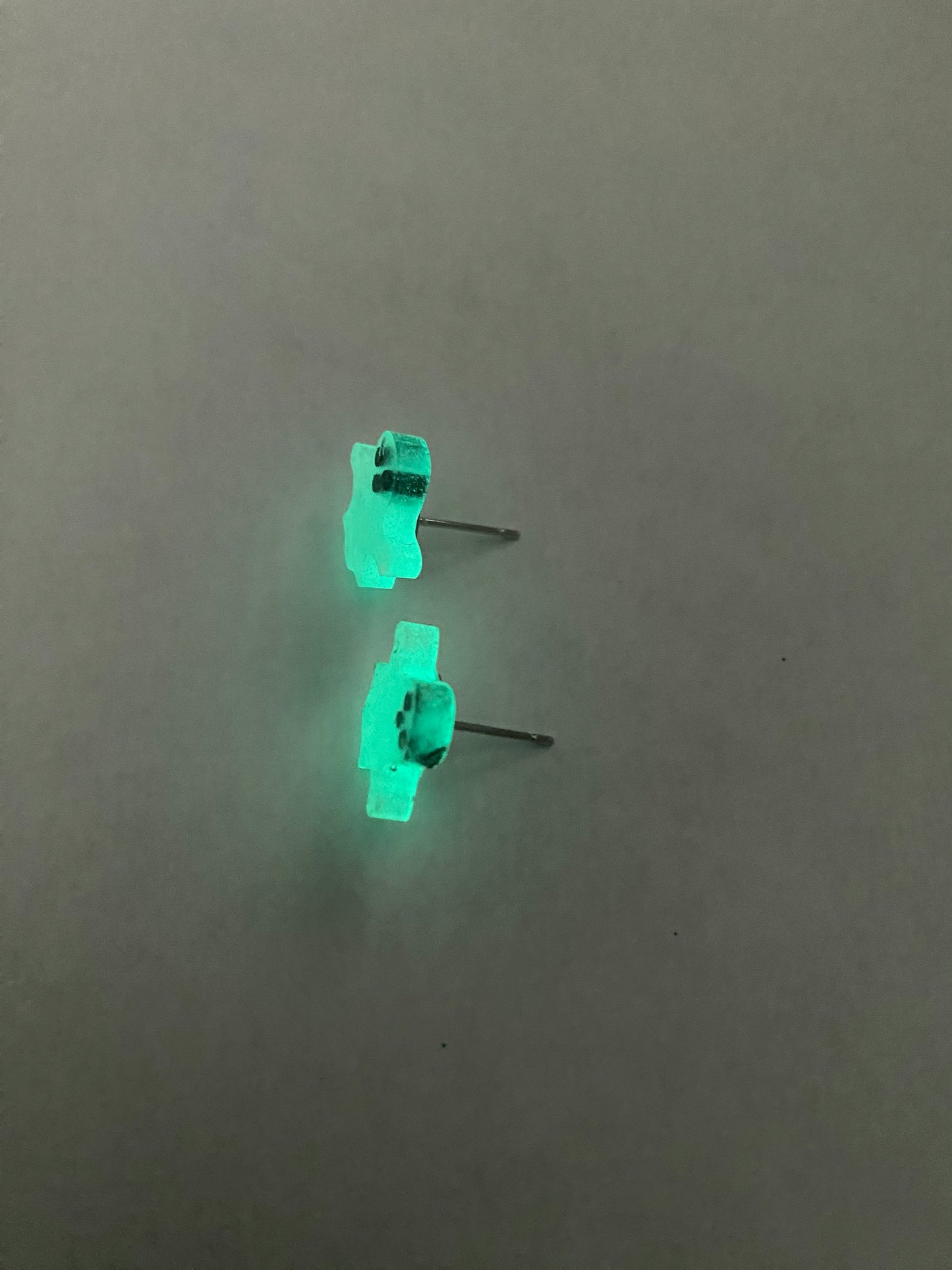 Green glow in the dark ghost studs