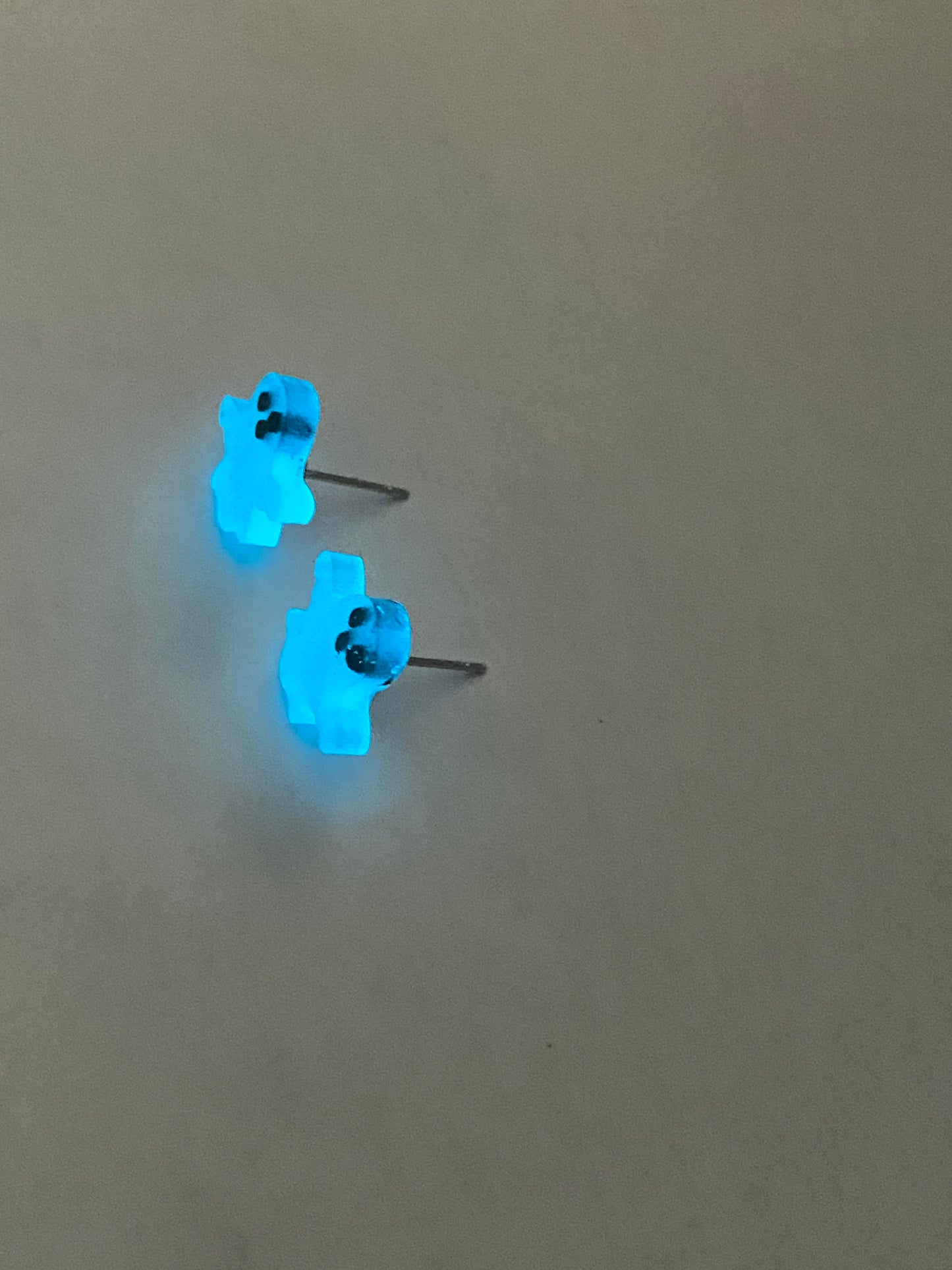 Blue glow in the dark ghost studs