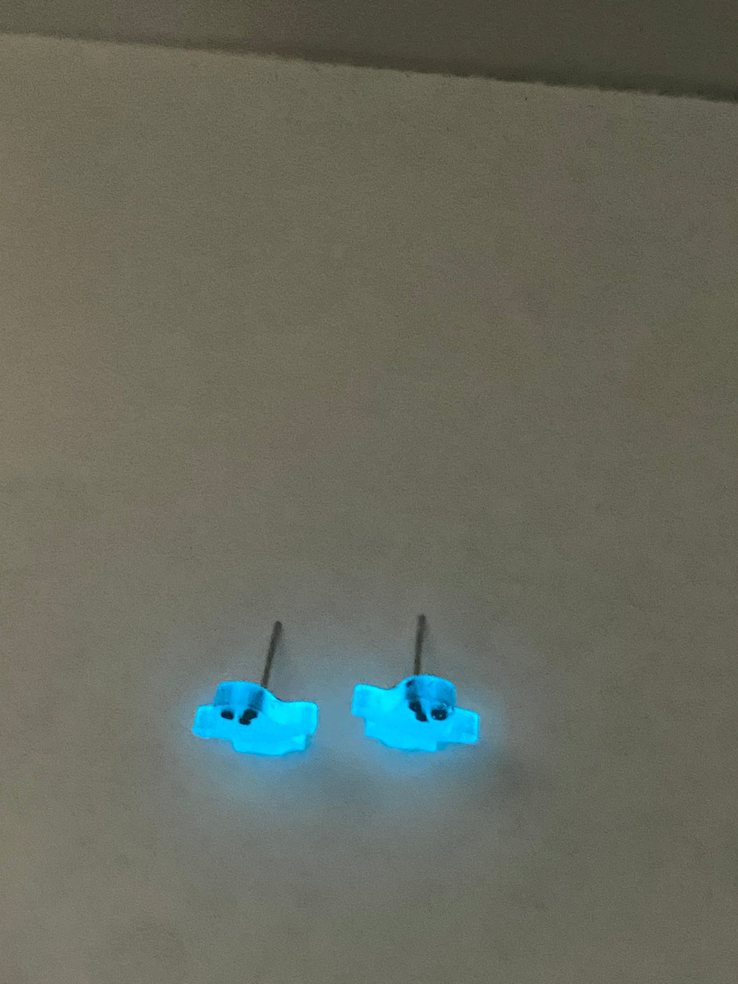 Blue glow in the dark ghost studs