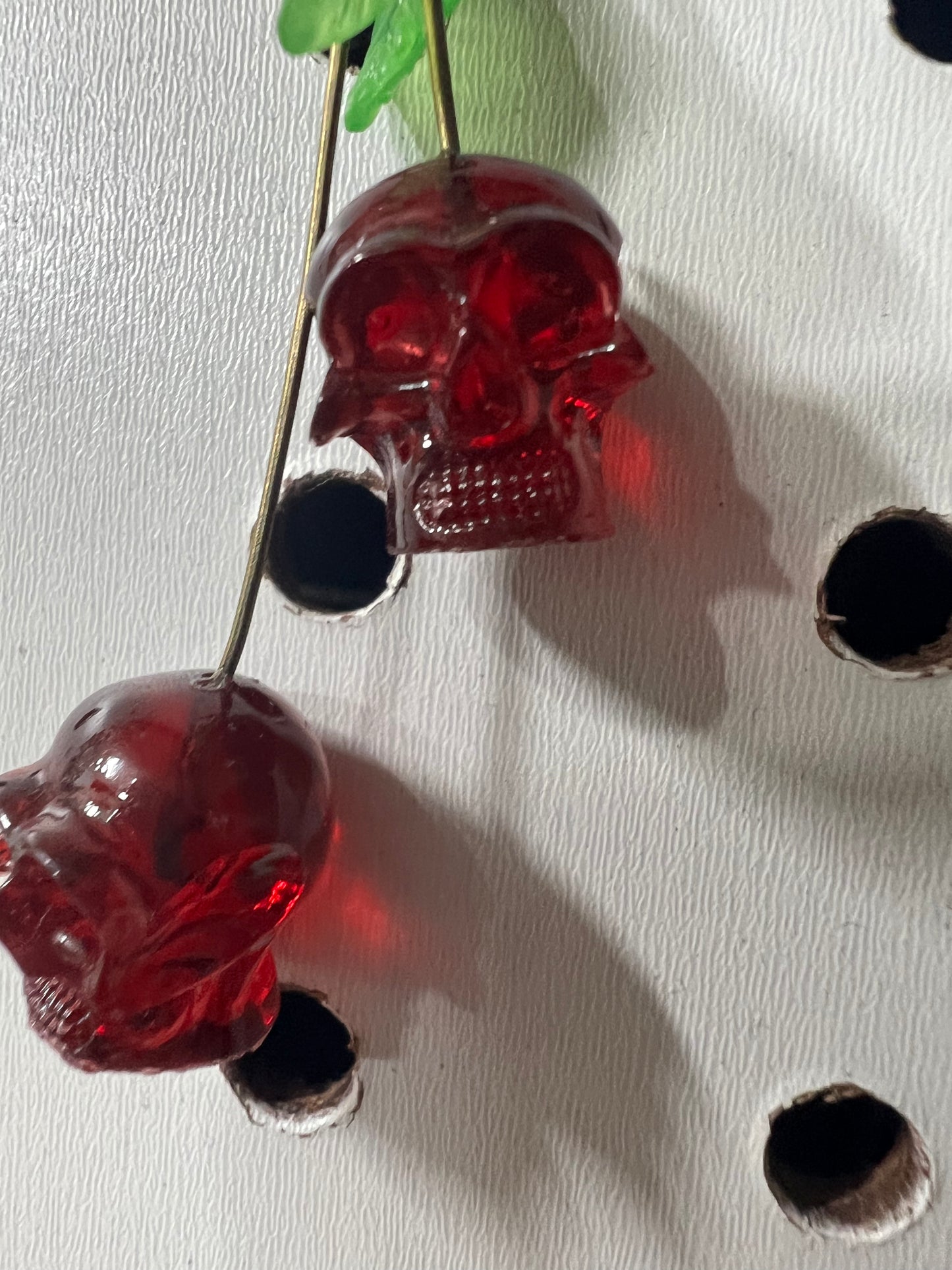 Clear Cherry skull Earrings
