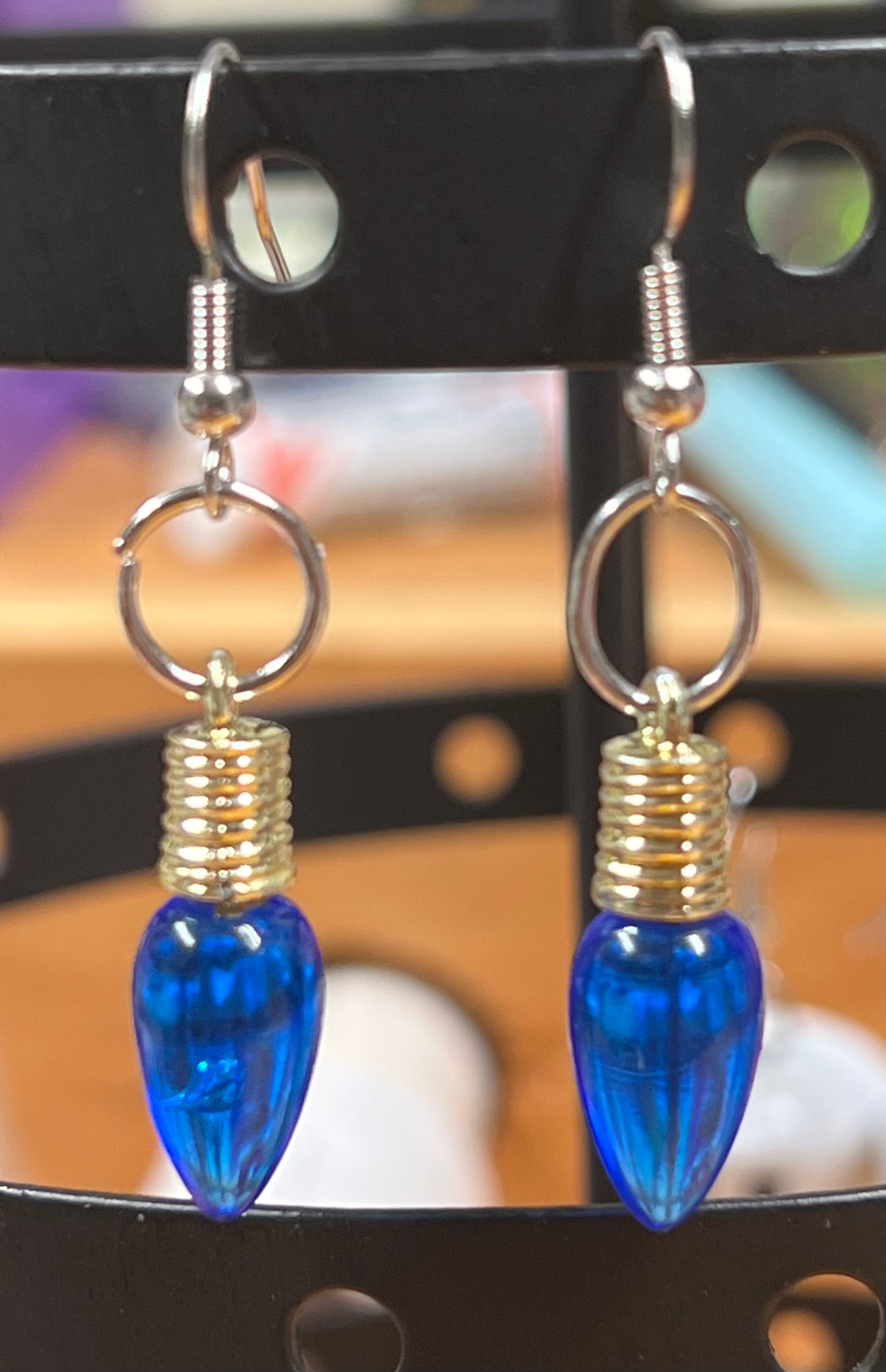 Small Christmas light bulb earrings